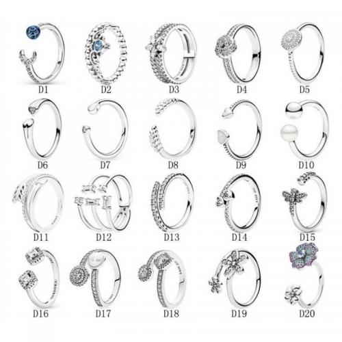 Zircon pavent argent sterling Bague, argent sterling 925, avec perle de plastique, Placage, normes différentes pour le choix & styles différents pour le choix & pavé de micro zircon & pour femme & émail, argent, Vendu par PC[