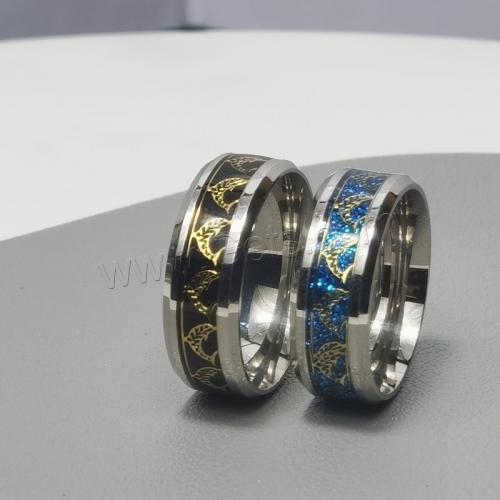 Edelstahl Fingerring, 304 Edelstahl, Modeschmuck & unisex & verschiedene Größen vorhanden, keine, Width 8mm,Thickness 2mm, verkauft von PC