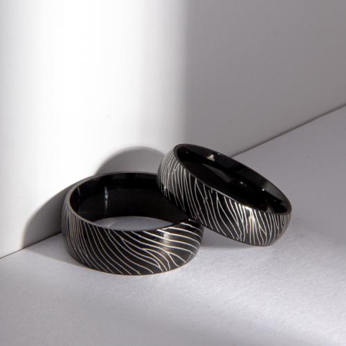 Edelstahl Fingerring, 304 Edelstahl, Modeschmuck & unisex & verschiedene Größen vorhanden & verschiedene Stile für Wahl, schwarz, Width 6/8mm,Thickness 2mm, verkauft von PC