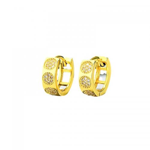 Brass Huggie Hoop Earring, plated, micro pave cubic zirconia & for woman & hollow 10mm [