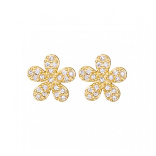 laiton boucle d oreille dormeuse, Fleur de prunier, Plaqué d'or, pour femme & avec strass, plus de couleurs à choisir, 10mm, Vendu par paire[