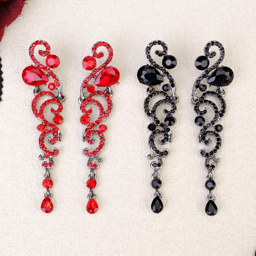 Zinc Alloy Drop Earring, with Rhinestone, silver color plated, DIY [