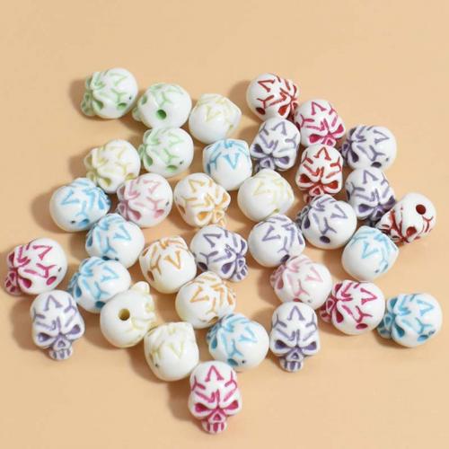 Acrylic Jewelry Beads, Skull, stoving varnish, DIY 10mm, Approx [