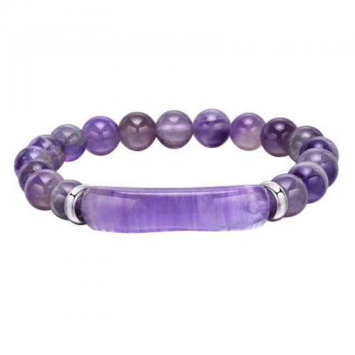 Quarz Armbänder, Amethyst, mit 304 Edelstahl, poliert, Modeschmuck & für Frau, violett, Länge:ca. 16 cm, verkauft von PC[