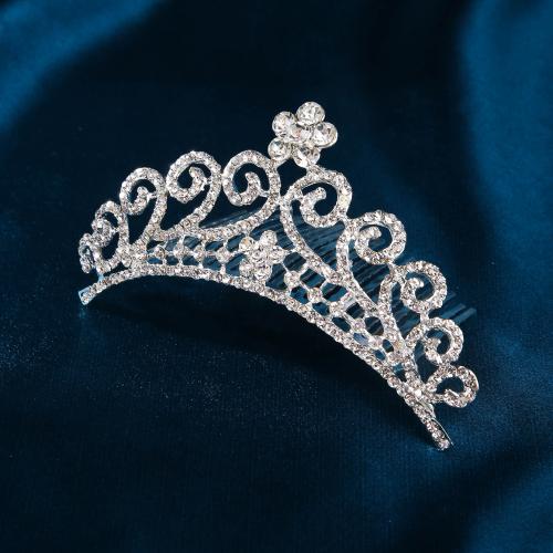 Bridal Tiaras, Zinc Alloy, fashion jewelry & for woman & with rhinestone, silver color 