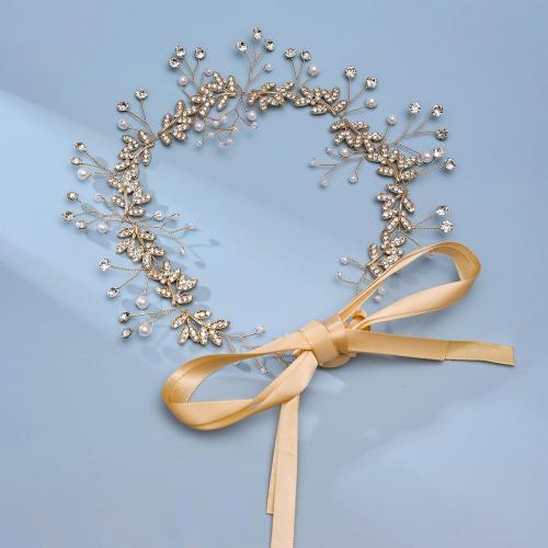 Headband, Zinc Alloy, with Plastic Pearl, fashion jewelry & for woman & with rhinestone 