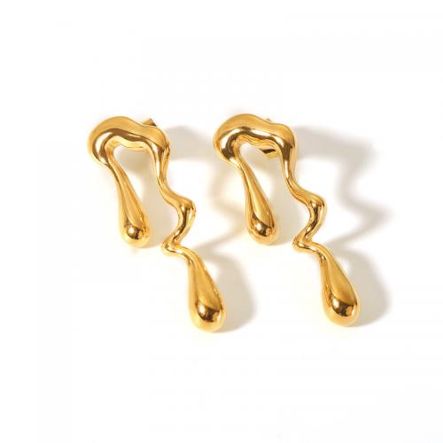 Stainless Steel Stud Earring, 304 Stainless Steel, 18K gold plated, fashion jewelry & for woman, golden 