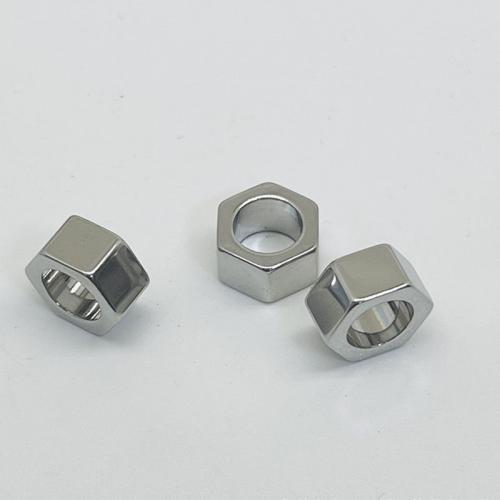 ステンレス製ビーズ, 304ステンレススチール, 六角形, DIY, オリジナルカラー 穴:約 6.2mm, 約 100パソコン/バッグ, 売り手 バッグ