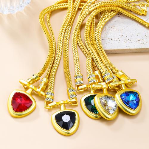 Chaîne en alliage de zinc de fer Collier Pull, avec 8.9cm chaînes de rallonge, Placage, bijoux de mode & pour femme & avec strass, plus de couleurs à choisir Environ 43.2 cm, Vendu par PC