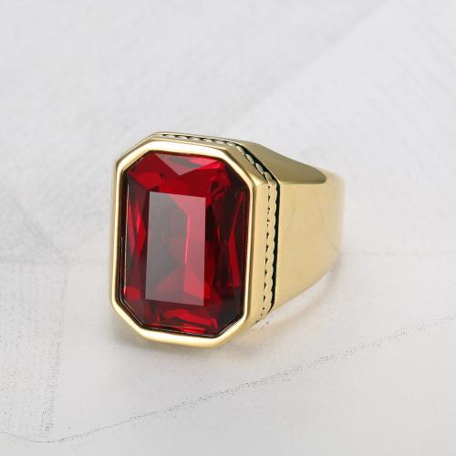 Edelstahl Fingerring, 304 Edelstahl, mit Kristall, Modeschmuck & verschiedene Größen vorhanden & für den Menschen, keine, verkauft von PC