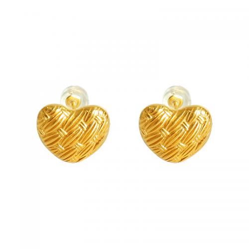 Boucles d'oreilles en acier titane, coeur, bijoux de mode & pour femme, doré Vendu par paire