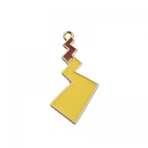 Zinc Alloy Enamel Pendants, Lightning Symbol, gold color plated, DIY [