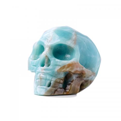 ​Amazonite​ Decoration, Skull, Carved, Halloween Design & for home and office, blue, Length about 8.5-9.5cm,Hight about 7-8cm [