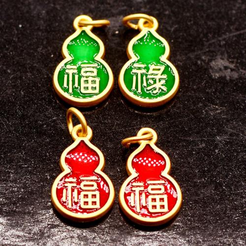 Zinc Alloy Enamel Pendants, Calabash, plated, DIY [