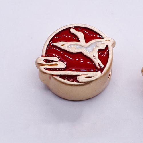 Enamel Zinc Alloy Beads, plated, DIY, golden, 12mm Approx 