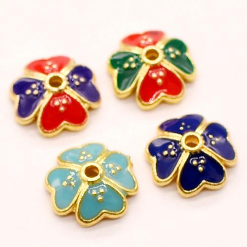 Zinc Alloy Bead Caps, Flower, plated, DIY & enamel 11mm [