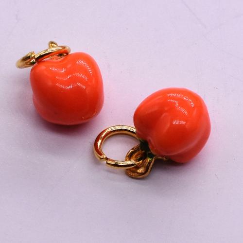 Zinc Alloy Enamel Pendants, Fruit, plated, DIY, orange [