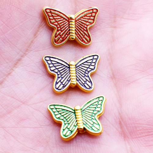 Enamel Zinc Alloy Beads, Butterfly, plated, DIY Approx 1.6mm 