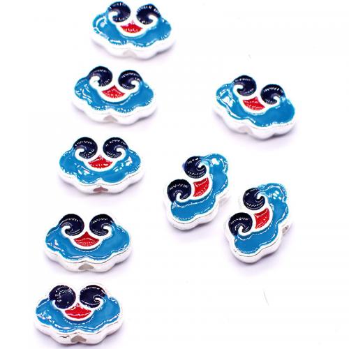 Enamel Zinc Alloy Beads, Cloud, plated, DIY, blue Approx 1.8mm 