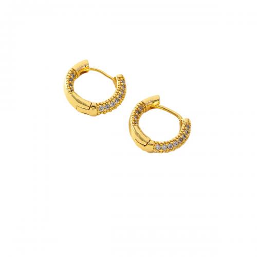 Cubic Zirconia Micro Pave Brass Earring, real gold plated, micro pave cubic zirconia & for woman, golden [