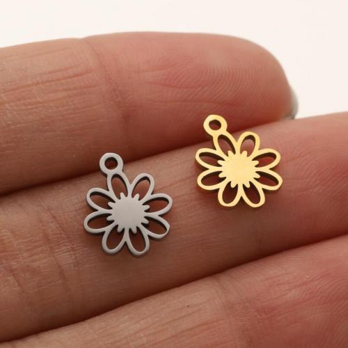 Edelstahl Blume Anhänger, 304 Edelstahl, Vakuum-Ionen-Beschichtung, Modeschmuck & DIY & hohl, keine, 10mm, 5PCs/Tasche, verkauft von Tasche[