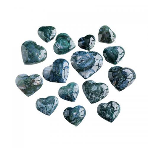 Agate Decoration, Moss Agate, Heart Random Color 