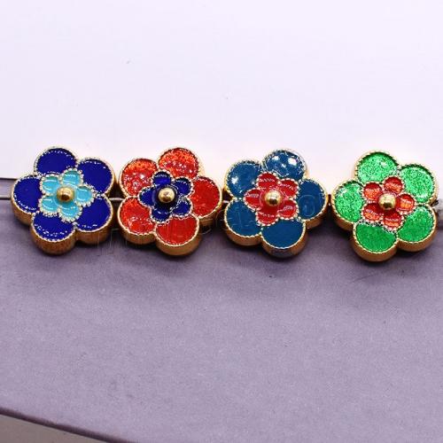 Enamel Zinc Alloy Beads, Flower, plated, DIY 13mm Approx 2.5mm 