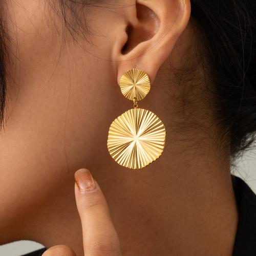 Stainless Steel Drop Earring, 304 Stainless Steel, Round, plated, fashion jewelry, golden 