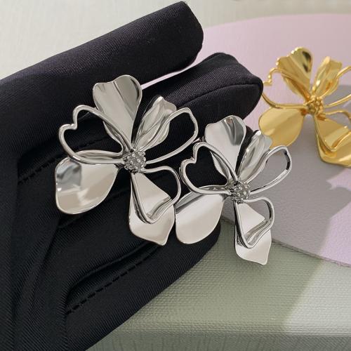 Zinc Alloy Stud Earring, Flower, plated, fashion jewelry 