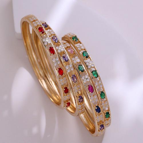 Cubic Zirconia Micro Pave Brass Bracelet, gold color plated, fashion jewelry & micro pave cubic zirconia & for woman & hollow Inside mm [