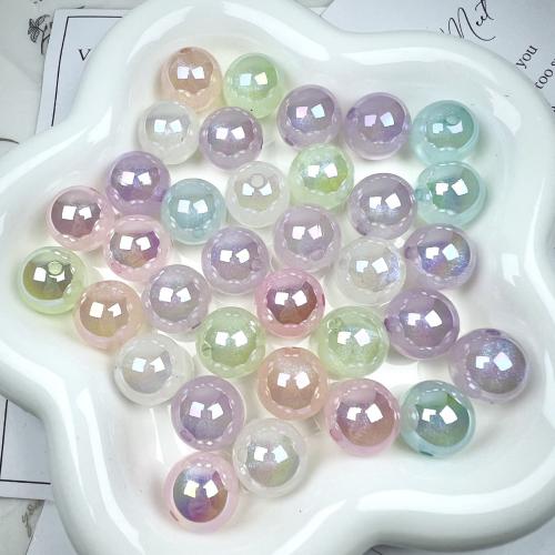 Acrylic Beads, Round, UV plating, random style & DIY & luminated, multi-colored, 16mm, Approx 