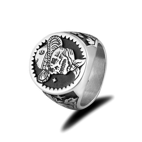 316 L Edelstahl Fingerring, Schädel, plattiert, unisex & verschiedene Größen vorhanden & verschiedene Stile für Wahl & Schwärzen, Größe:8-13, verkauft von PC