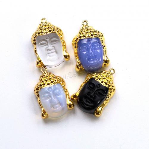 Crystal Brass Pendants, with Brass, Buddha, gold color plated, fashion jewelry & DIY [