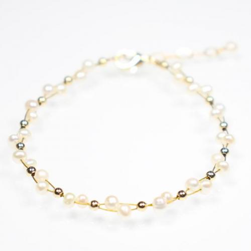 Cultured Freshwater Pearl Brass Bracelet, with Freshwater Pearl, with 5cm extender chain, 18K gold plated, fashion jewelry & for woman Approx 17 cm [