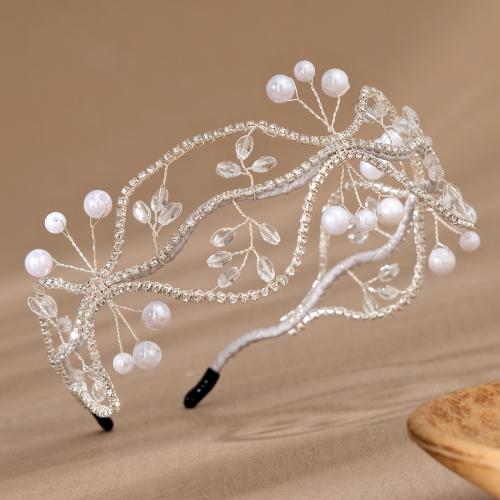 Hair Bands, Zinc Alloy, with Cloth & Plastic Pearl, plated, for bridal & for woman & with rhinestone [