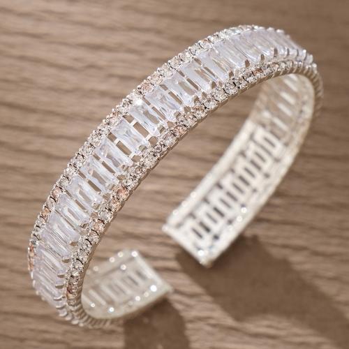 Brazalete Aleación de Zinc, chapado en color de plata, para novia & diferentes estilos para la opción & para mujer & con diamantes de imitación, más colores para la opción, Vendido por UD