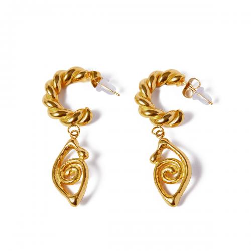 Stainless Steel Drop Earring, 304 Stainless Steel, 18K gold plated, fashion jewelry & for woman 