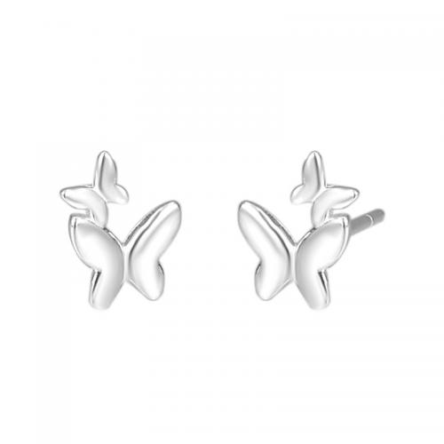 Sterling Silver Stud Earring, argent sterling 925, papillon, Placage, styles différents pour le choix & pour femme, argent Vendu par paire