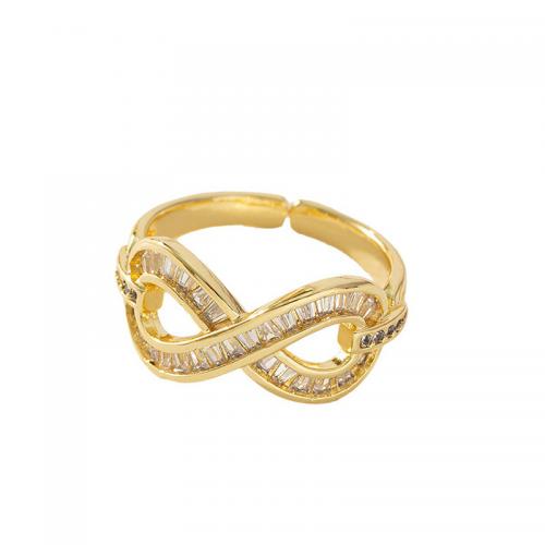 Cubic Zirconia Micro Pave Brass Finger Ring, real gold plated, micro pave cubic zirconia & for woman 