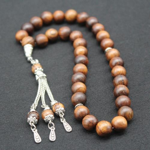 Muslim Tasbih, Wood, with Zinc Alloy, silver color plated, fashion jewelry & Unisex 10mm Approx 26 cm [