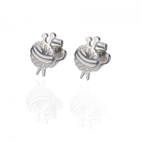 Boucles d'oreilles en acier titane, bijoux de mode & pour femme, couleur originale, protéger l'environnement, sans nickel, plomb et cadmium, 10mm, Vendu par paire