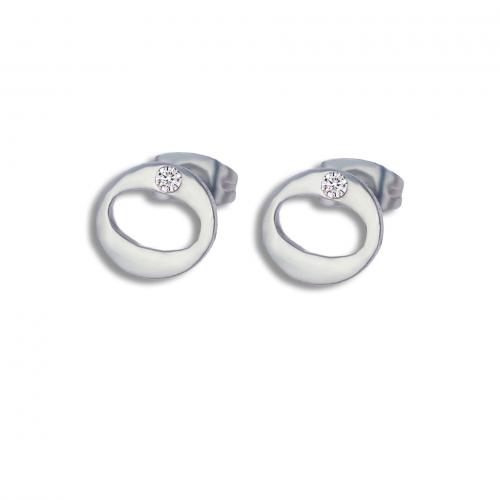 Boucles d'oreilles en acier titane, avec zircon cubique, Lettre O, bijoux de mode & pour femme, couleur originale, protéger l'environnement, sans nickel, plomb et cadmium, 10mm, Vendu par paire