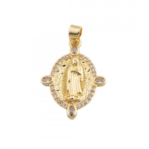 Cubic Zirconia Micro Pave Brass Pendant, 14K gold plated, DIY & micro pave cubic zirconia Approx 3.5mm [