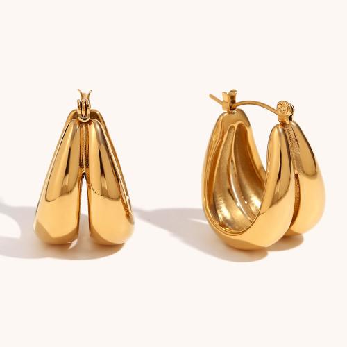 Stainless Steel Leverback Earring, 316L Stainless Steel, 18K gold plated, fashion jewelry & for woman, golden 