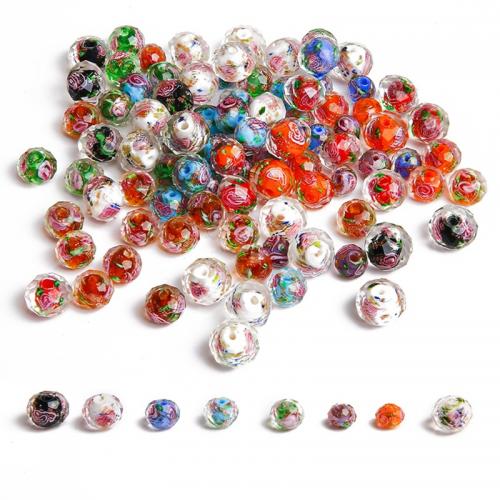 Perles murano fleur intérieur, chalumeau, Rond, DIY & normes différentes pour le choix, plus de couleurs à choisir Environ 2mm Vendu par sac[