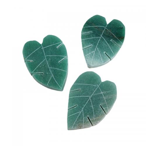 Gemstone Decoration, Green Aventurine, Leaf, Carved, for home and office, green, Length about 8-9cm [