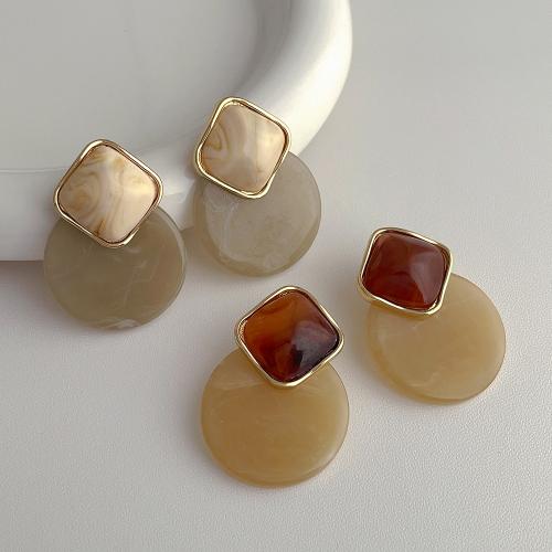 Resin Stud Earring, with Brass, fashion jewelry [