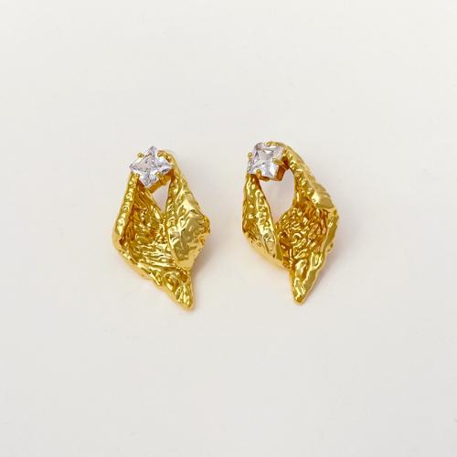 Cubic Zircon Brass Earring, 18K gold plated, fashion jewelry & micro pave cubic zirconia & for woman [