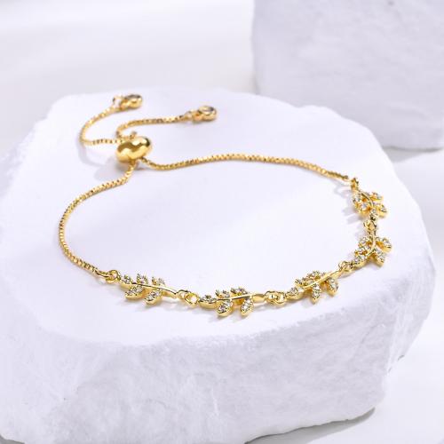 Cubic Zirconia Micro Pave Brass Bracelet, gold color plated, fashion jewelry & micro pave cubic zirconia & for woman [