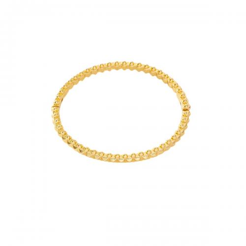 Brass Bangle, real gold plated, micro pave cubic zirconia & for woman, golden [